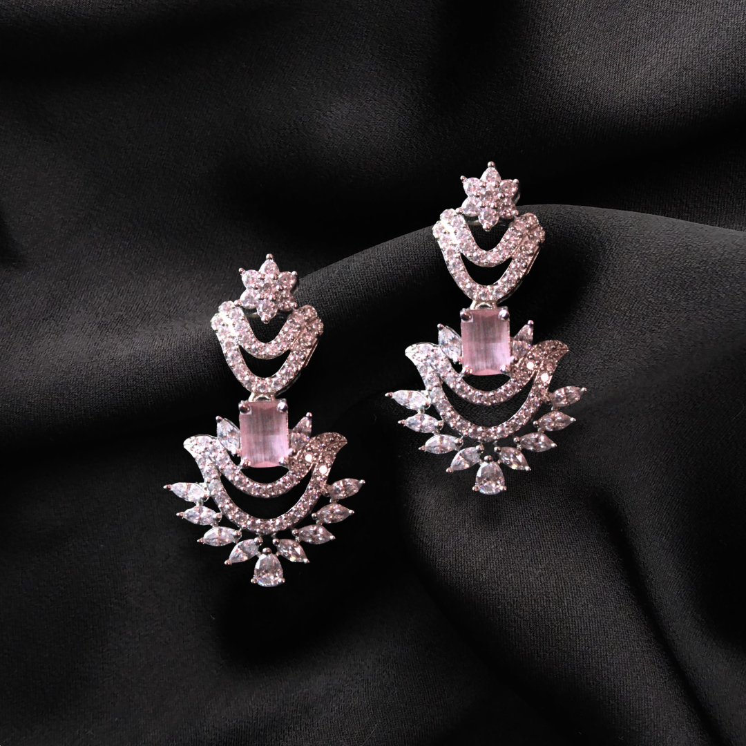 Rose Gold Plated AD Studded Necklace Set with Earrings