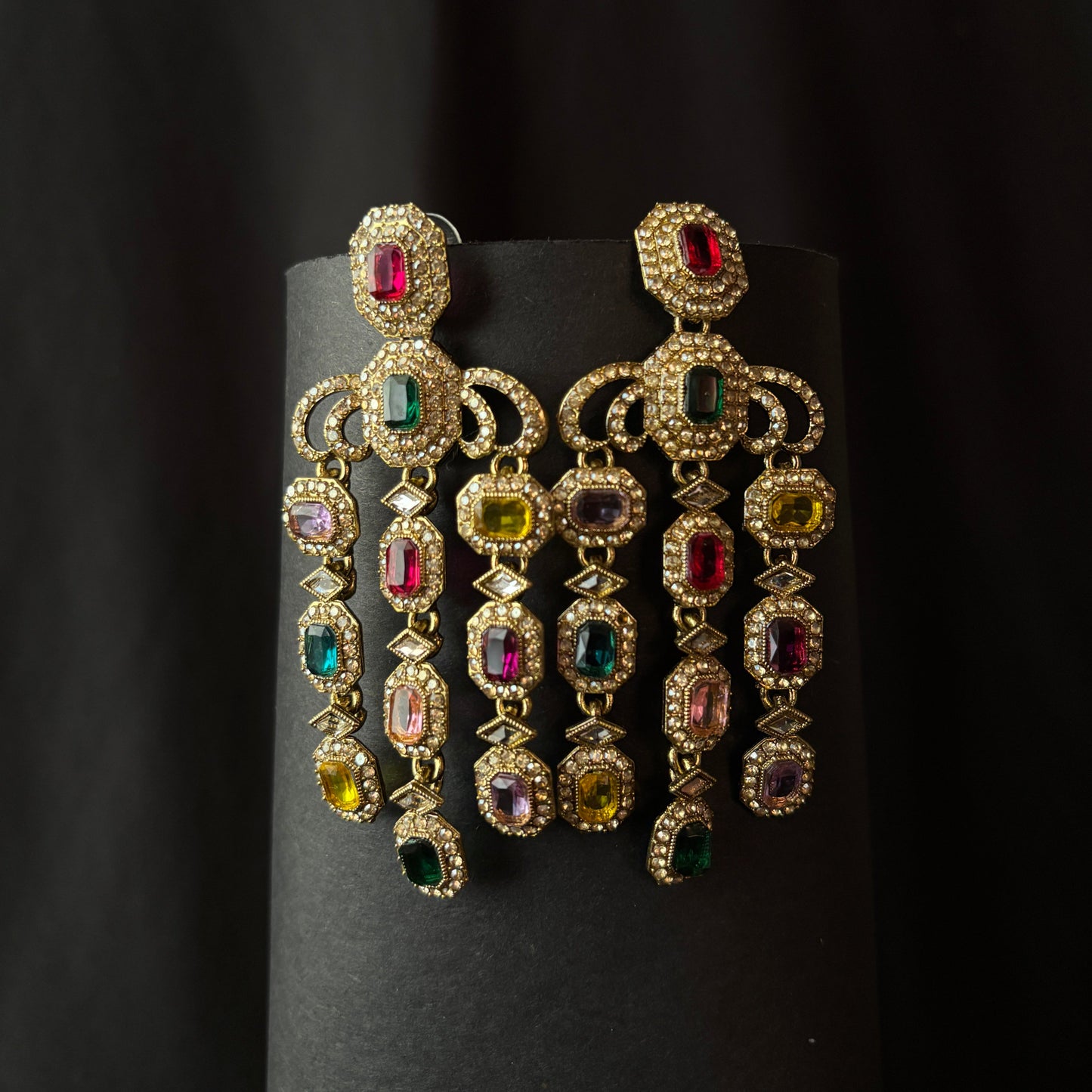 Drop Crystal Earrings Multicolour