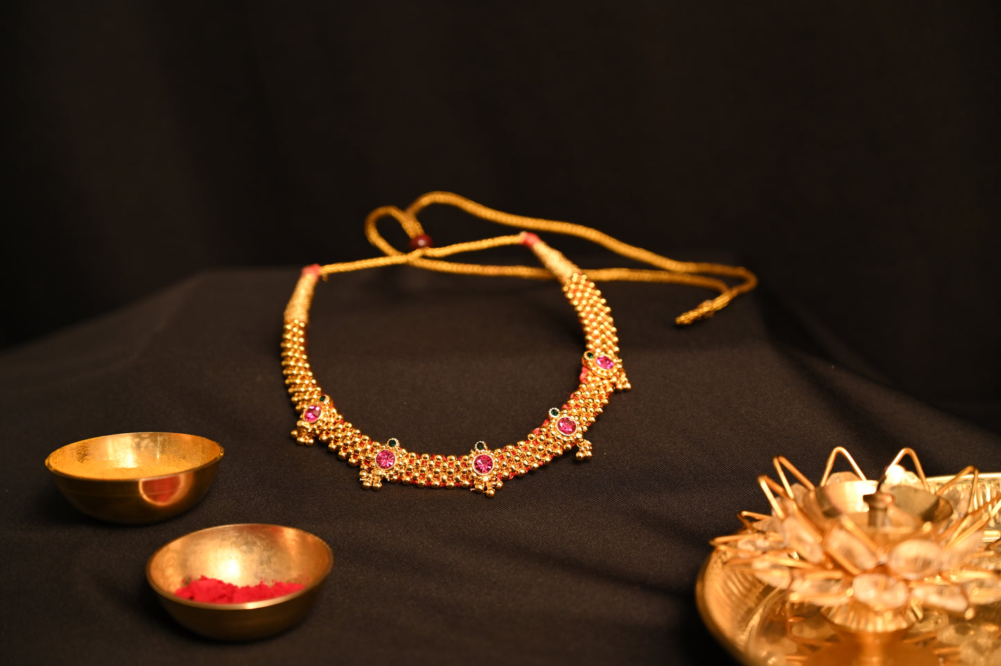 Ruby Beaded Gold-Plated Thushi