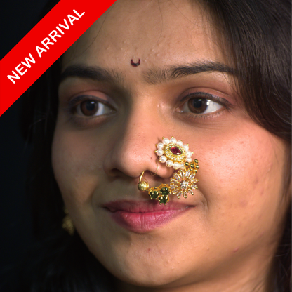 Nath Jijai Royale
Maharashtrian bridal nath
Ruby and pearl nath
Traditional Indian nose ring
Festive statement nath
Designer Maharashtrian nath
Starburst crystal nath
Elegant ethnic nose ring
Wedding Maharashtrian jewelry
Handcrafted pearl and ruby nath