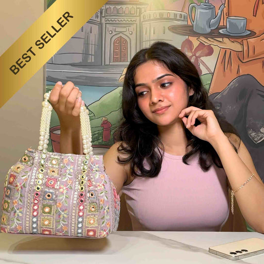 Kashida Pauche
Embroidered pouch bag
Pearl handle bag
Traditional Indian clutch
Festive occasion bag
Wedding accessory bag
Handcrafted ethnic pouch
Designer embroidery bag
Indo-Western stylish pouch
Luxury festive handbag