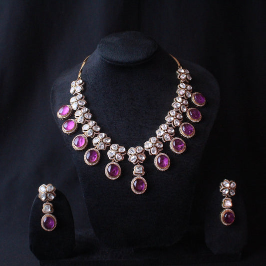 Signature Kundan Necklace- Purple