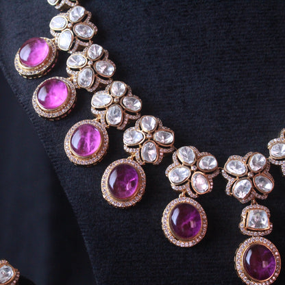 Signature Kundan Necklace- Purple