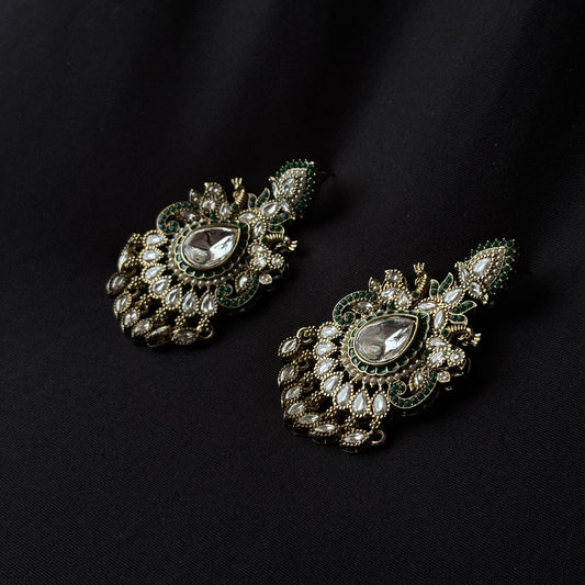 Polki Kundan Dark Green Eaarings