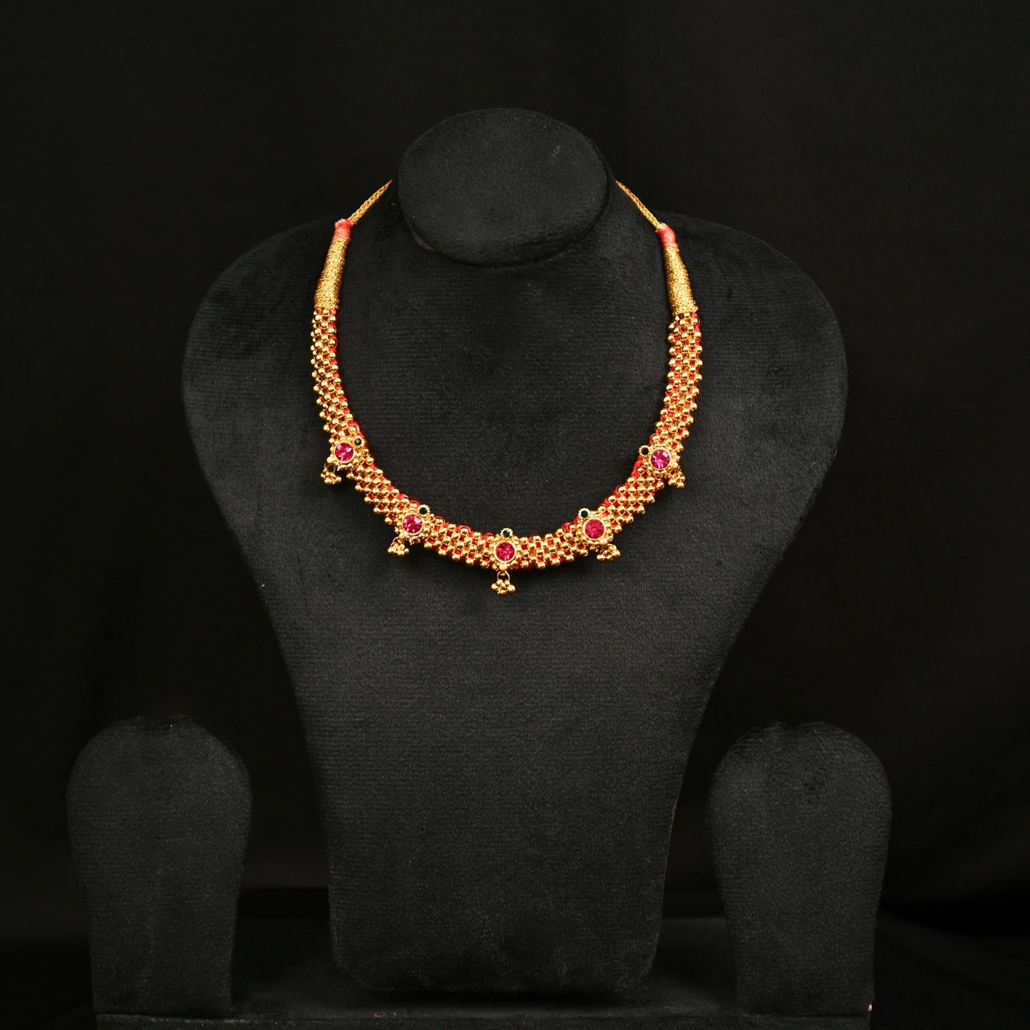 Ruby Beaded Gold-Plated Thushi