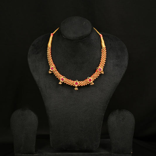 Ruby Beaded Gold-Plated Thushi