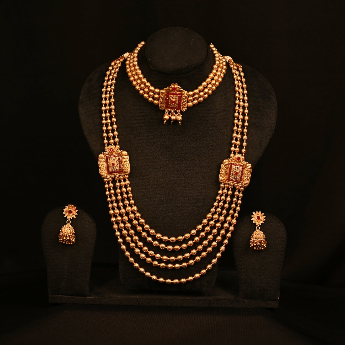 Regal gold beaded Mohanmala set