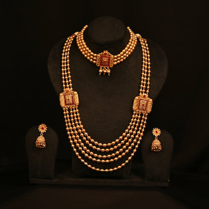 Regal gold beaded Mohanmala set