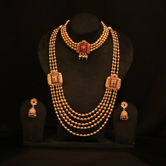 Regal gold beaded Mohanmala set
