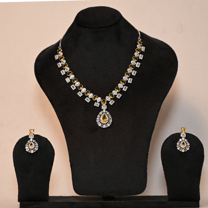 Royal yellow AD stud Necklace