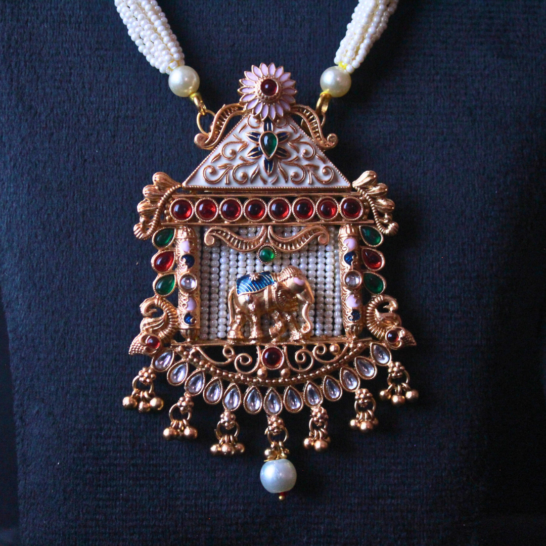 Antique Rajwadi Mala Pendant Set