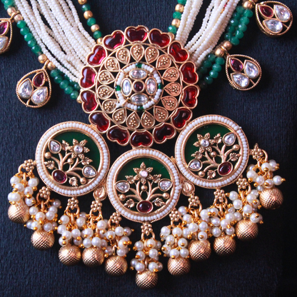 Premium Heritage Moti Kundan Necklace