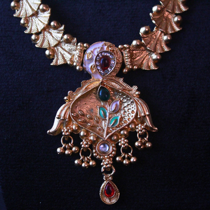 Gold platedRajwadi Meenakari Necklace