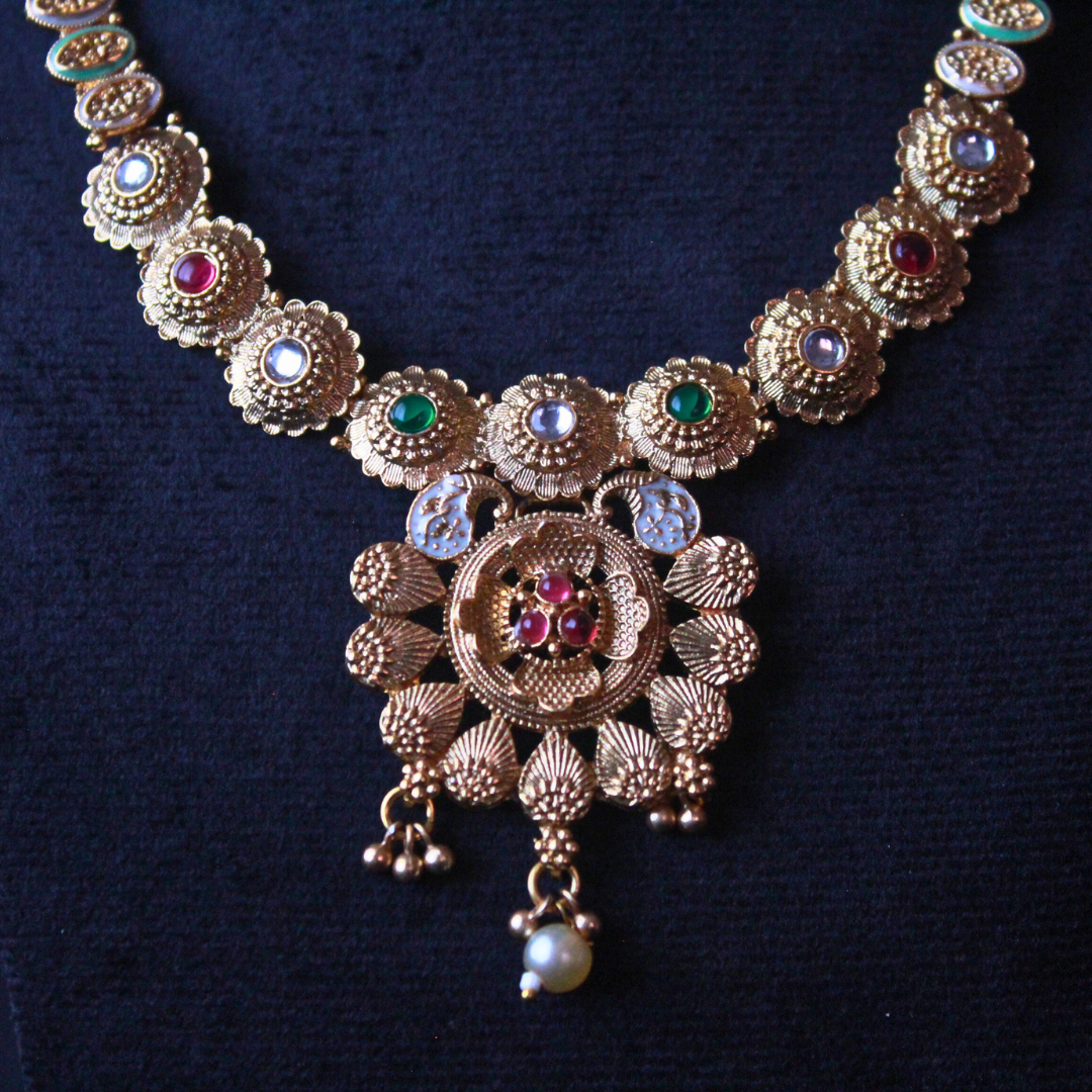 Antique Rajwadi Meenakari Necklace