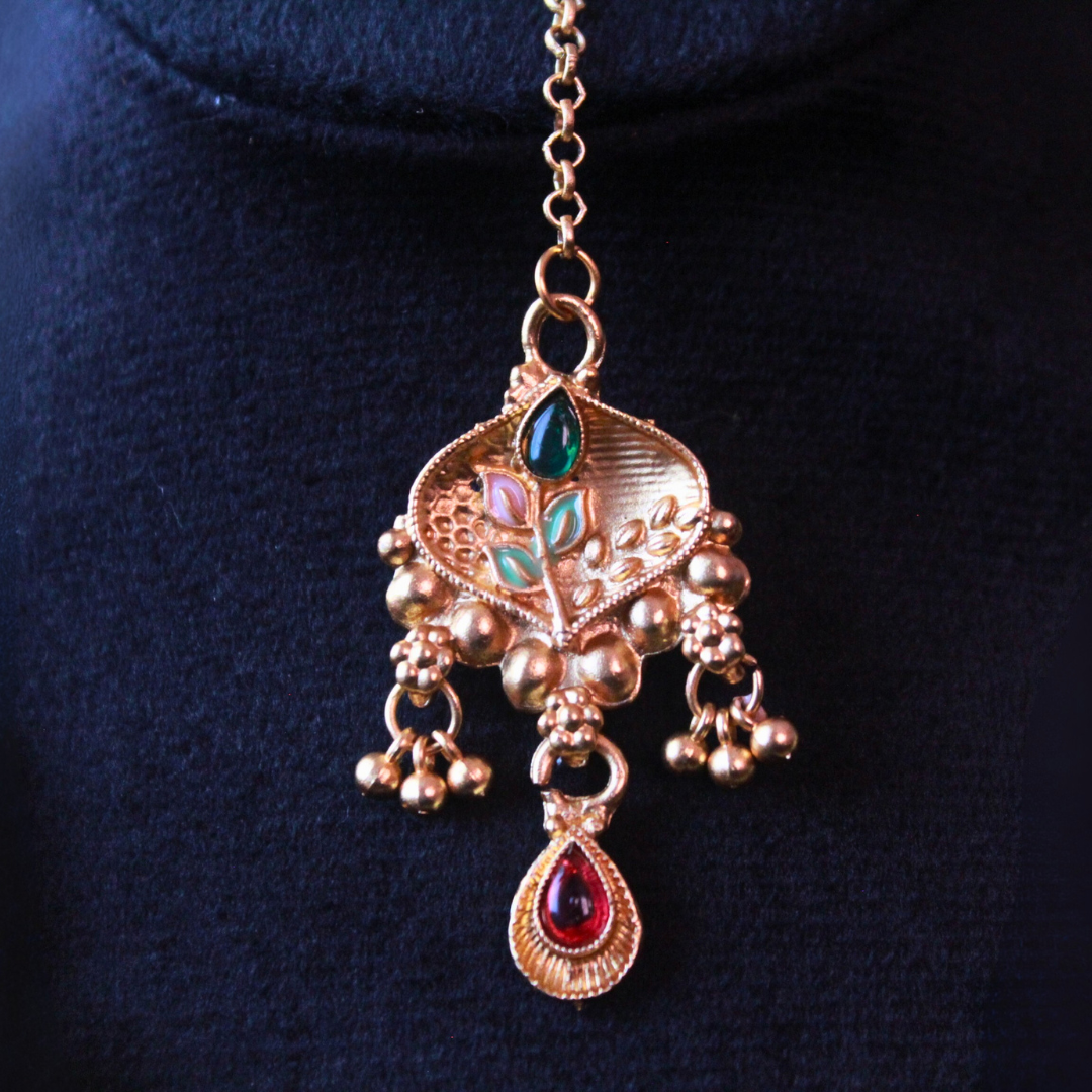 Gold platedRajwadi Meenakari Necklace